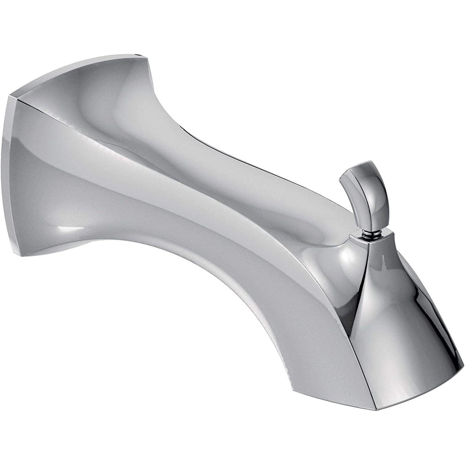 Contemporary Chrome Wall-Mounted Tub Spout with Diverter