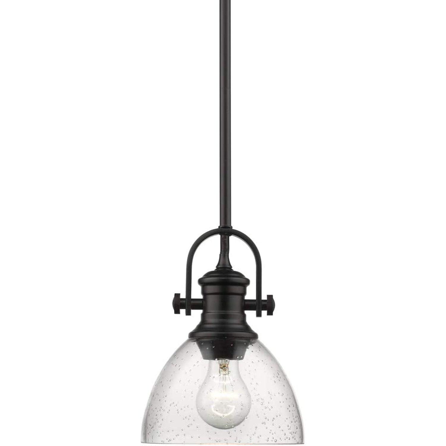 Hines Transitional Black Mini Pendant with Seeded Glass