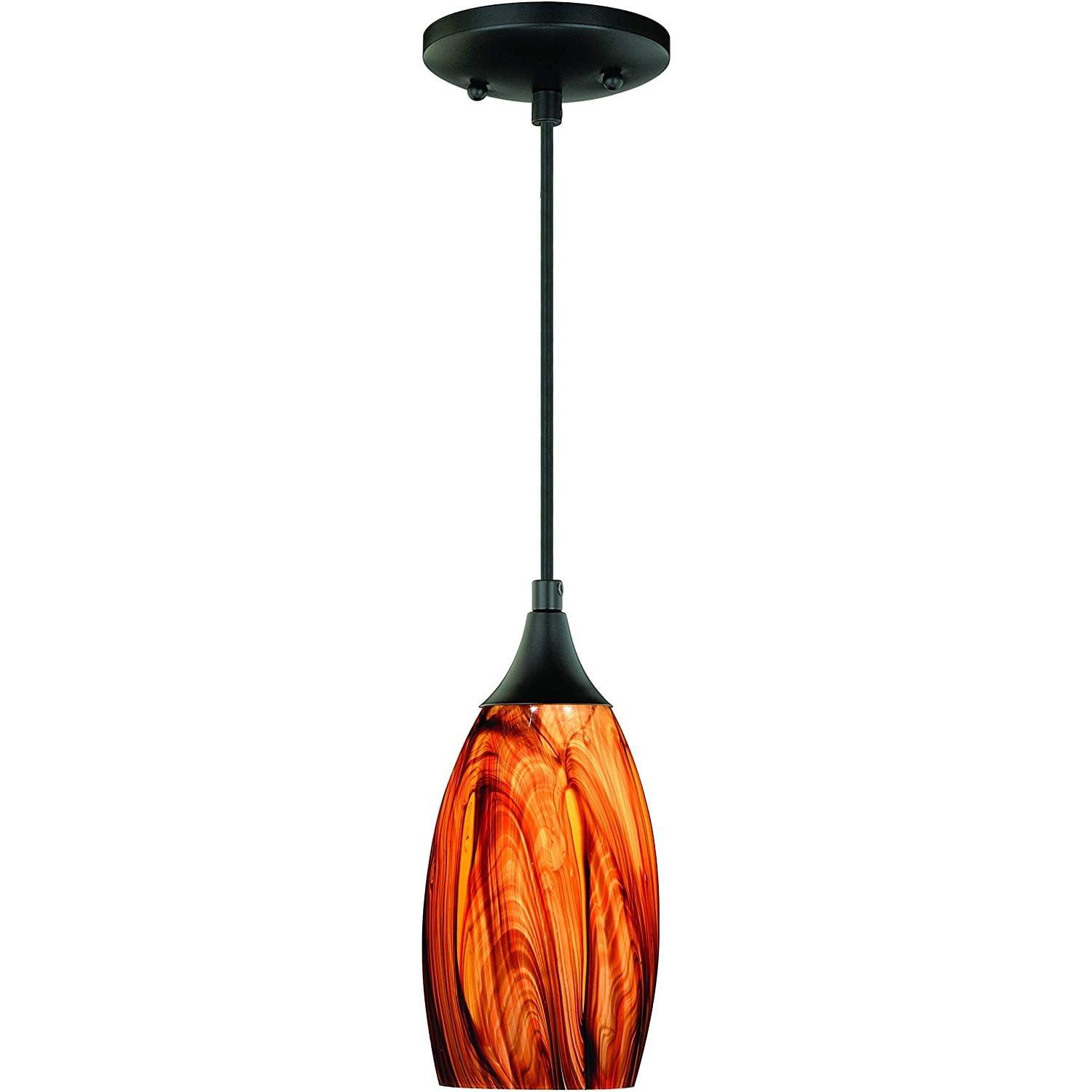 Contemporary Bronze Mini Globe LED Pendant with Hand-Blown Glass