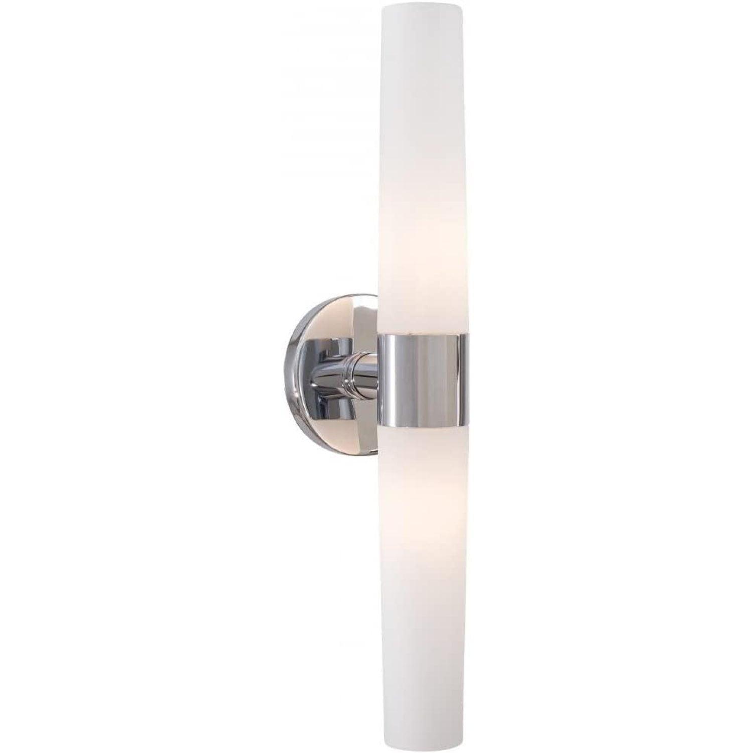 Saber Chrome Cylinder 2-Light Dimmable Vanity with Etched Opal Glass