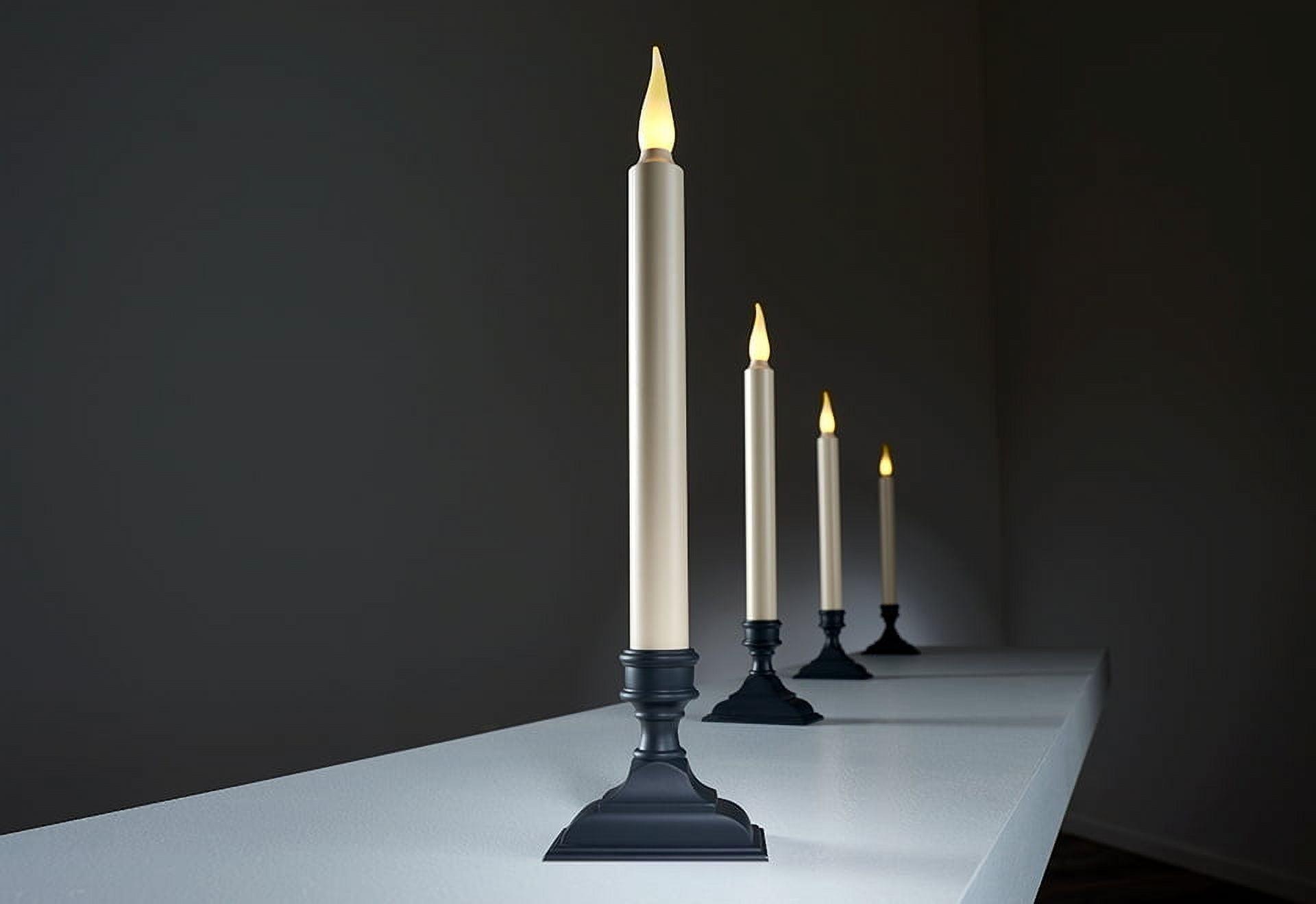 Xodus Innovations FPC1650-4 Battery Operated Flameless 12-Inch Taper Candle with Base, 3D Warm White Flickering Flame, 6-Hour Automatic Timer, Pack of 4