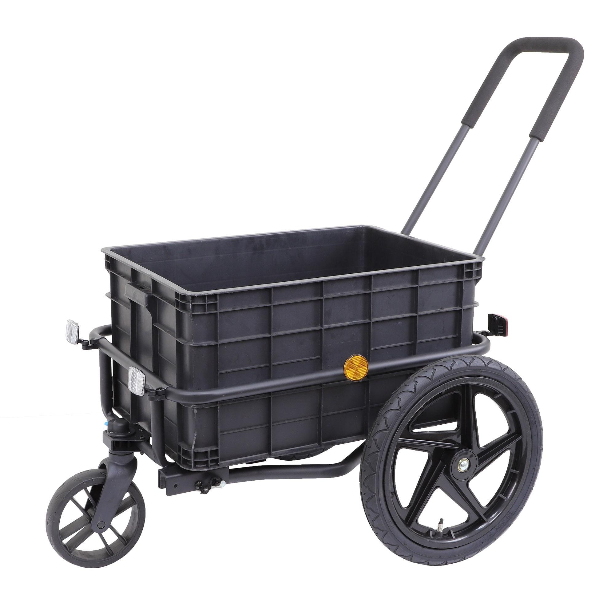 Xspec 2-in-1 Bike Cargo Trailer Pushcart with Tow Hitch and Removable Handlebar