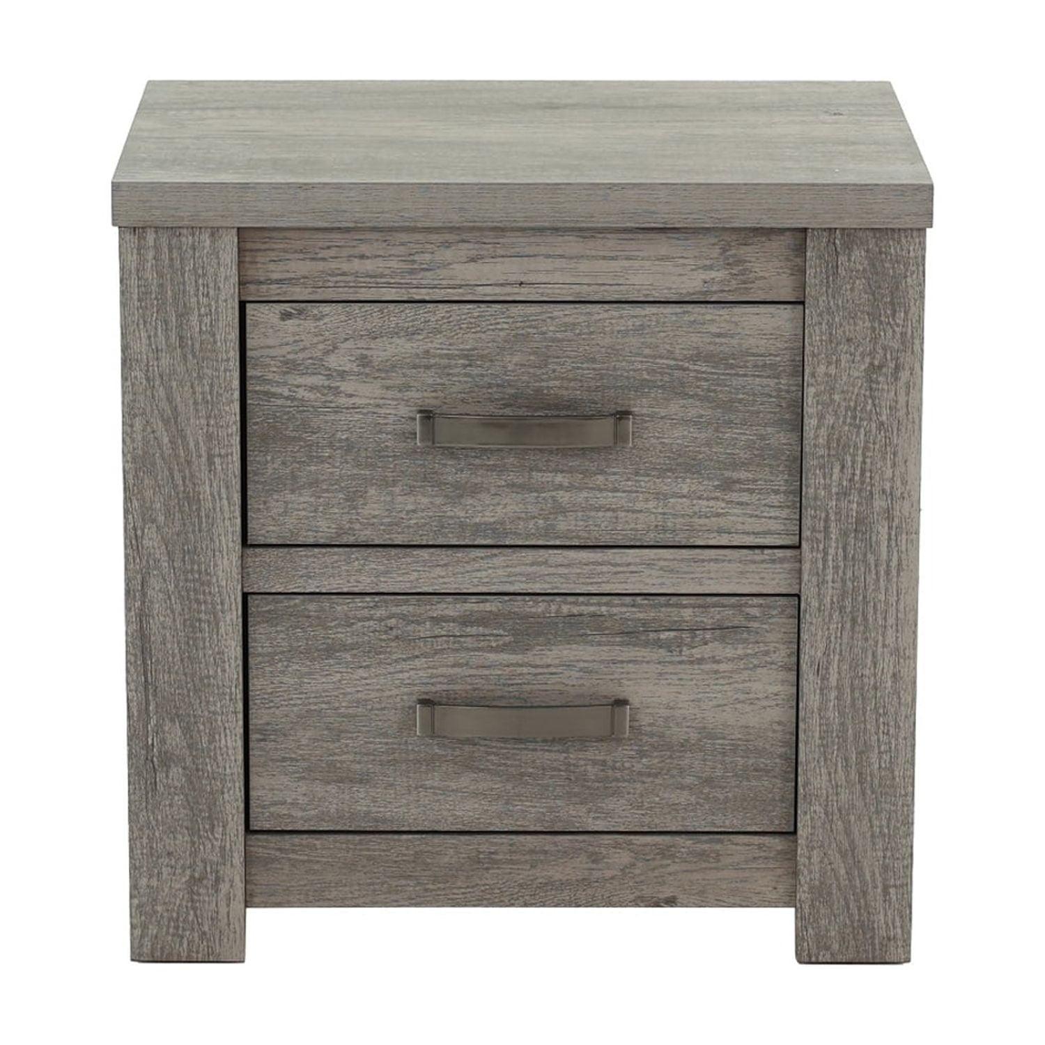 Gray Particle Board and MDF 2-Drawer Nightstand