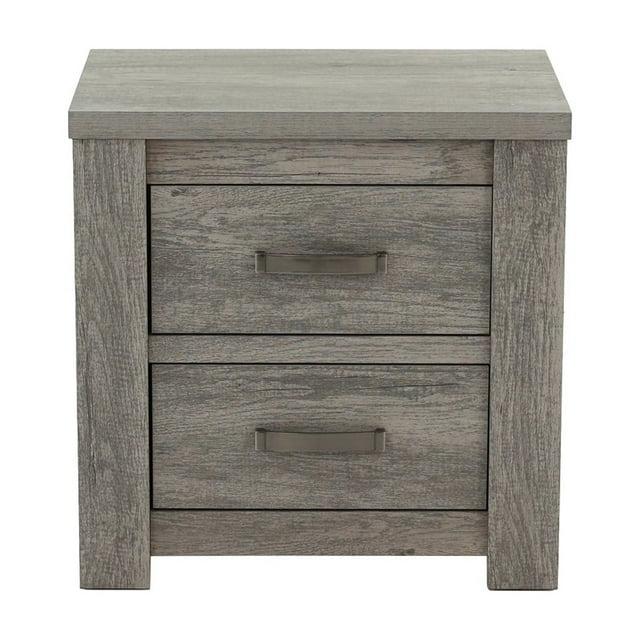 Gray Particle Board and MDF 2-Drawer Nightstand