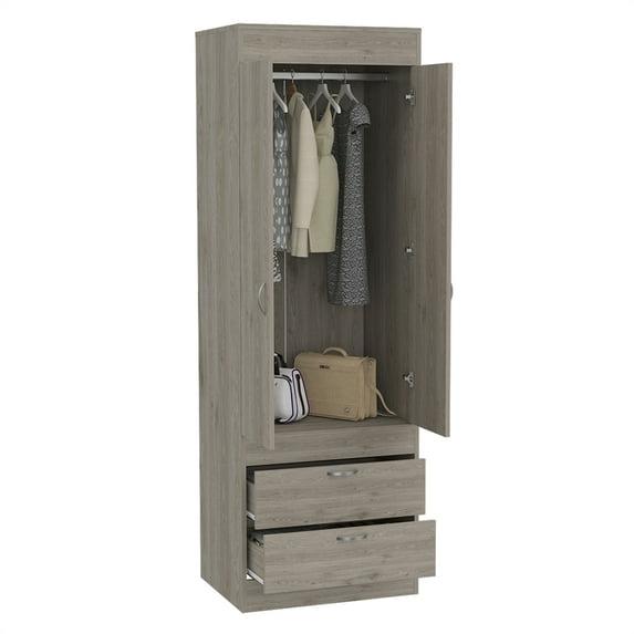 Plethoria Home 2-Drawer Armoire Light Gray