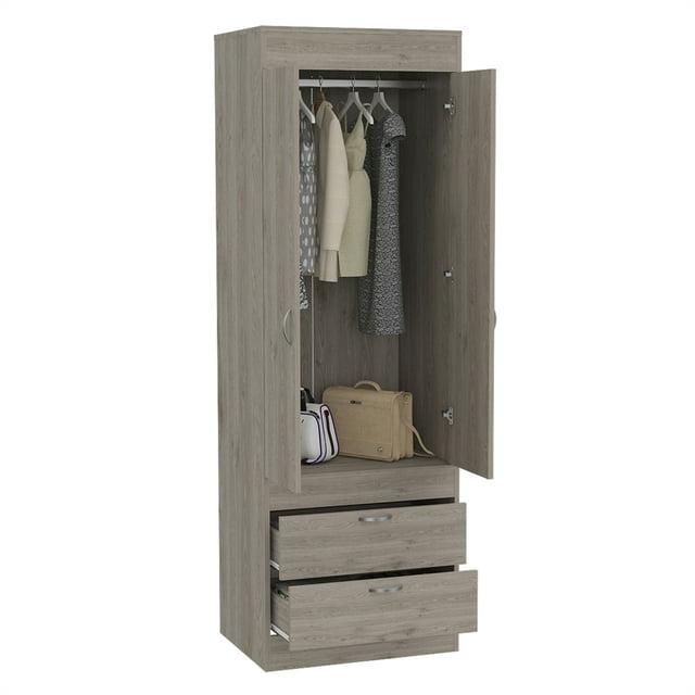 Plethoria Home 2-Drawer Armoire Light Gray