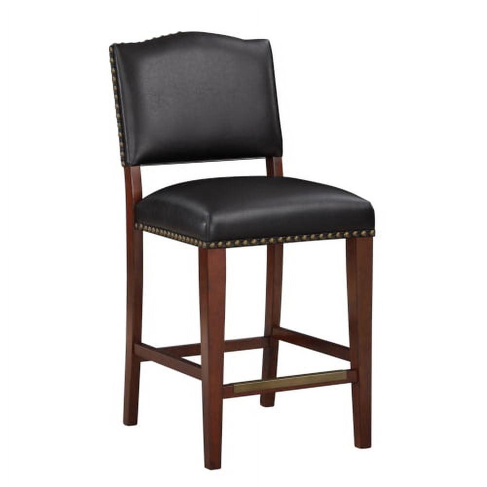 Denver 40" Brown Leather and Wood Counter Stool