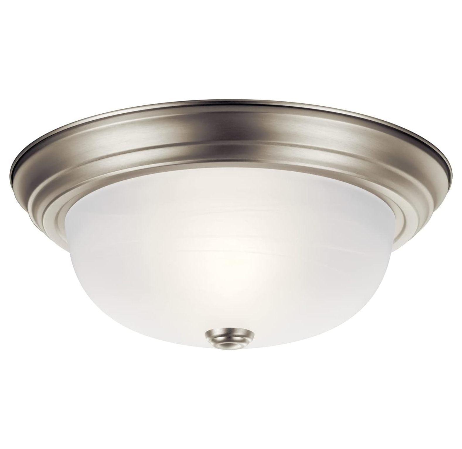 Transitional 13'' Black and Brushed Nickel 2-Light Flush Mount Ceiling Fixture