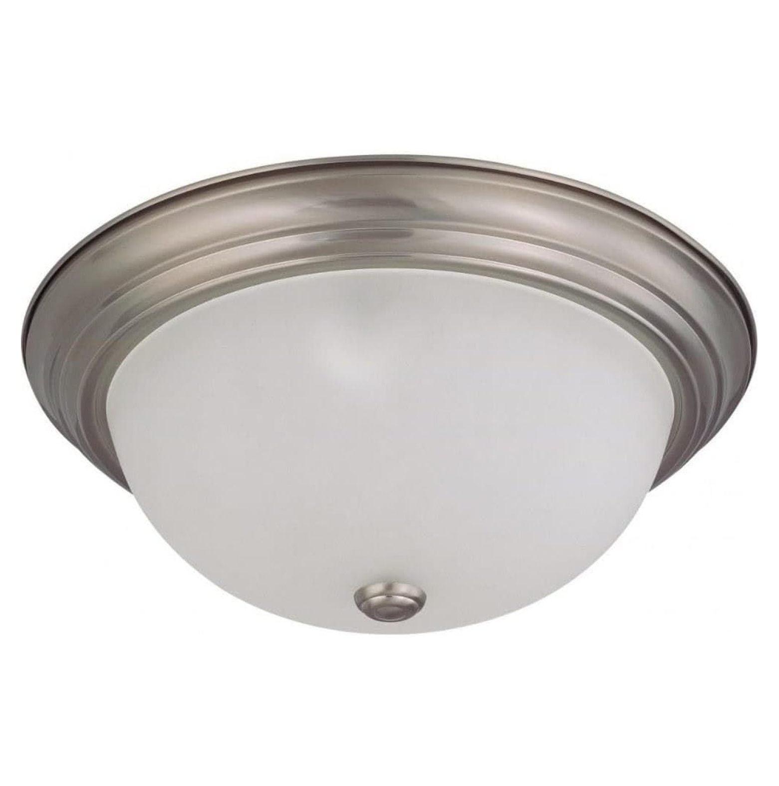 Brushed Nickel 15" Flush Mount Dome Light with Frosted Glass