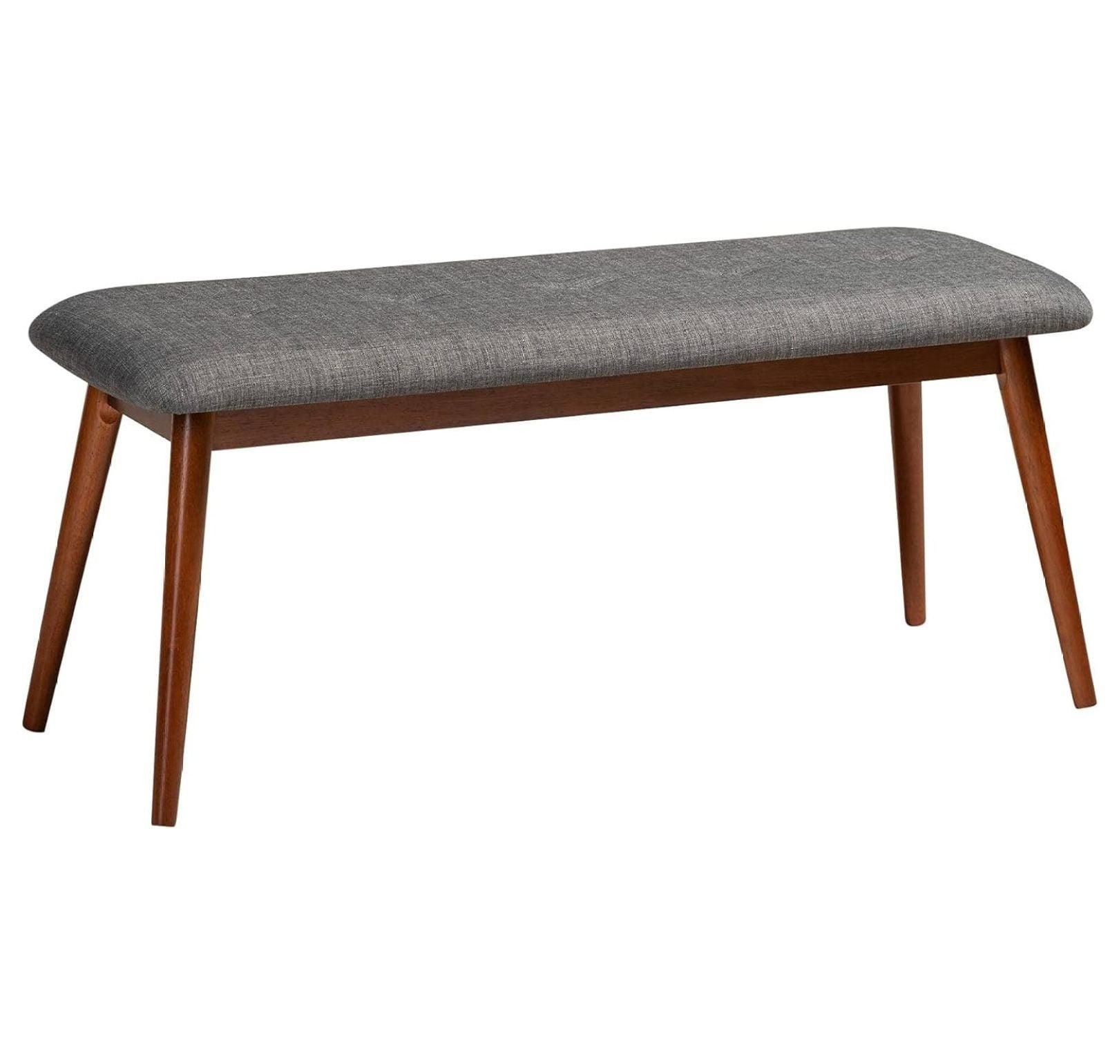 Flora II Dark Grey Fabric and Oak Dining Bench