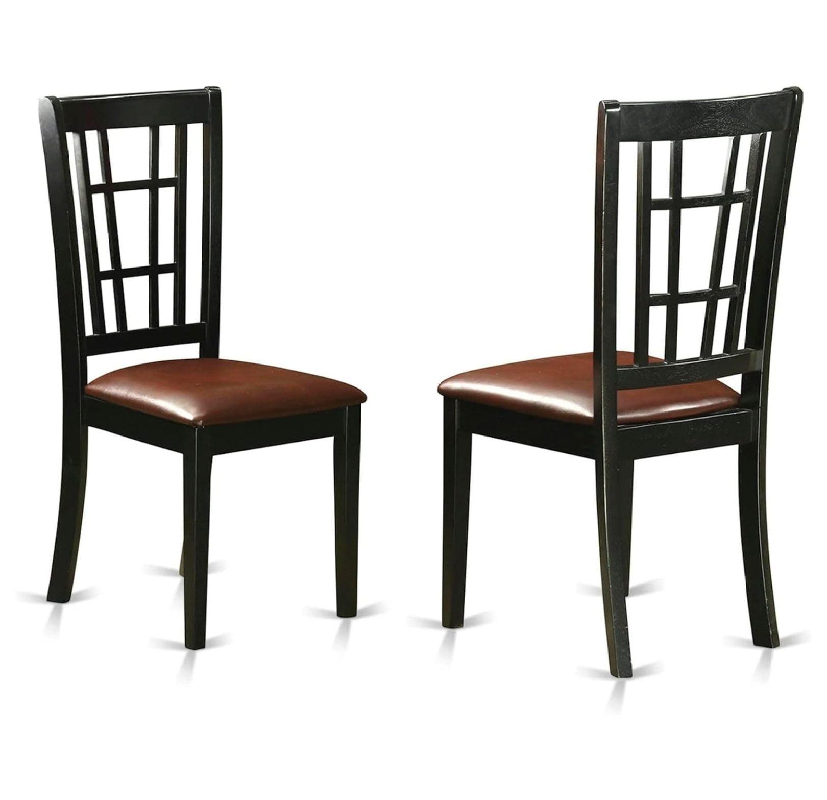 Exlonjet Nicoli Dining Room Faux Leather Upholstered Wood Chairs, Set of 2, Black