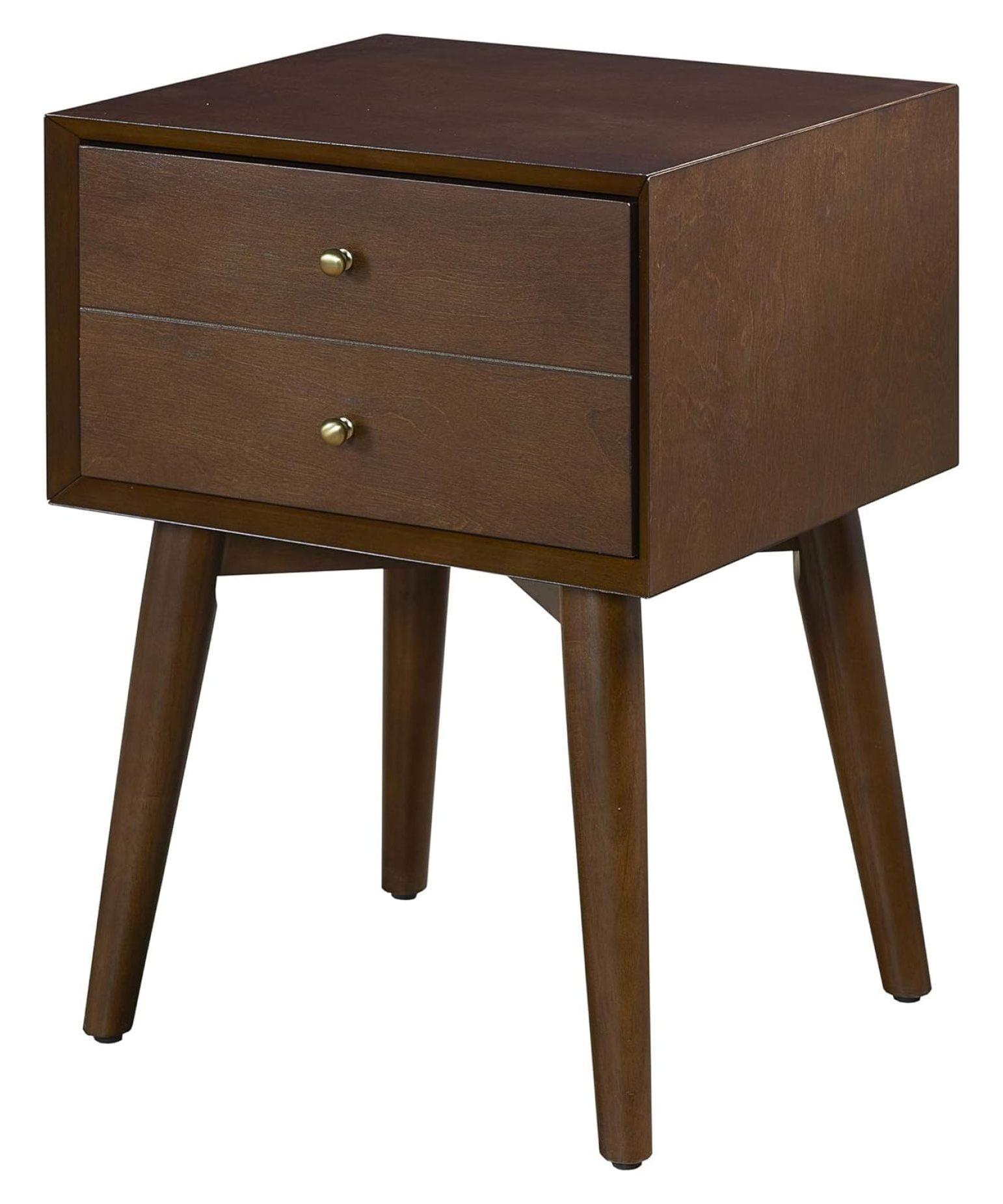 Mahogany Mid-Century Modern 2-Drawer Nightstand