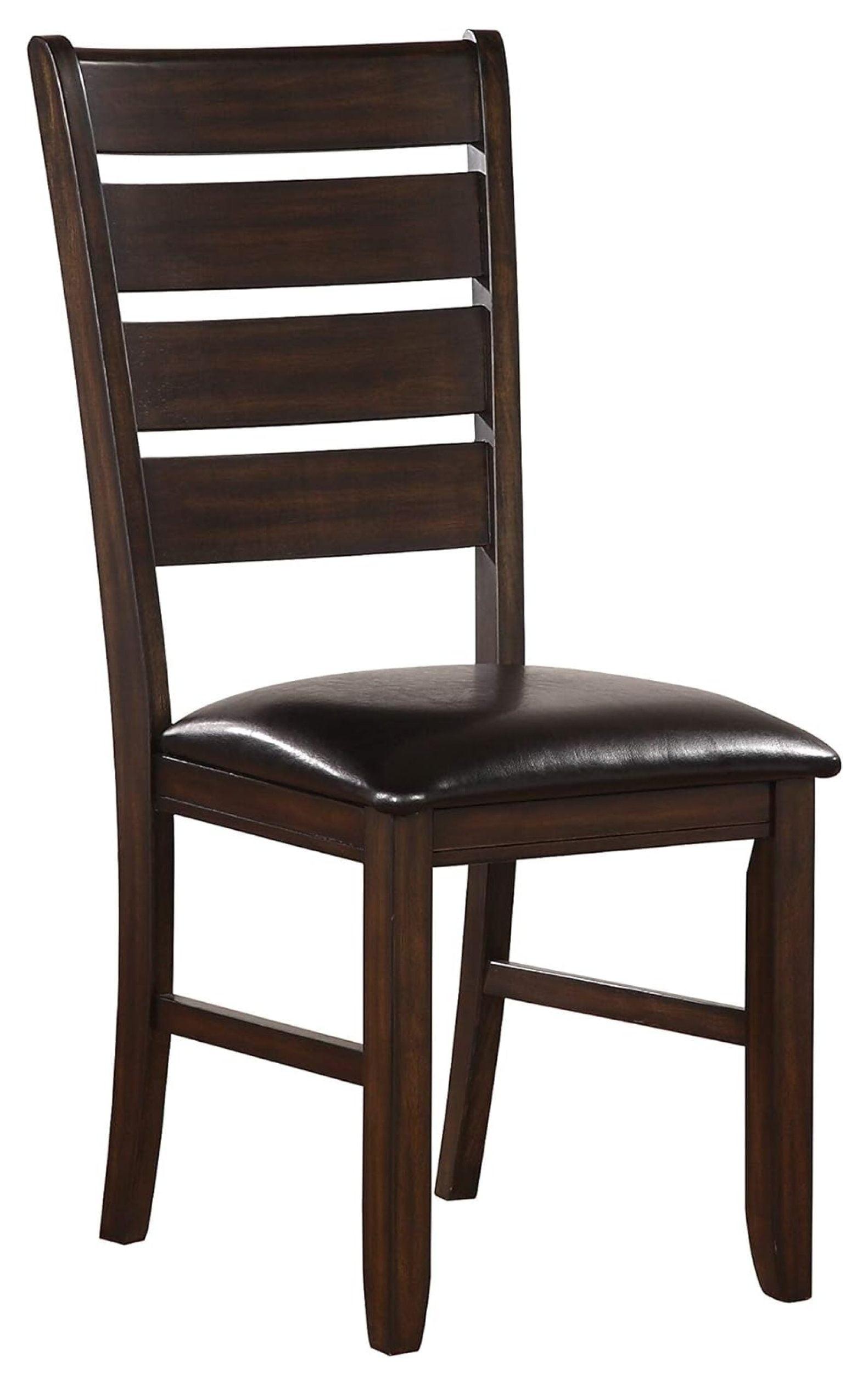 Espresso Ladderback Side Chair Set with Black Upholstery