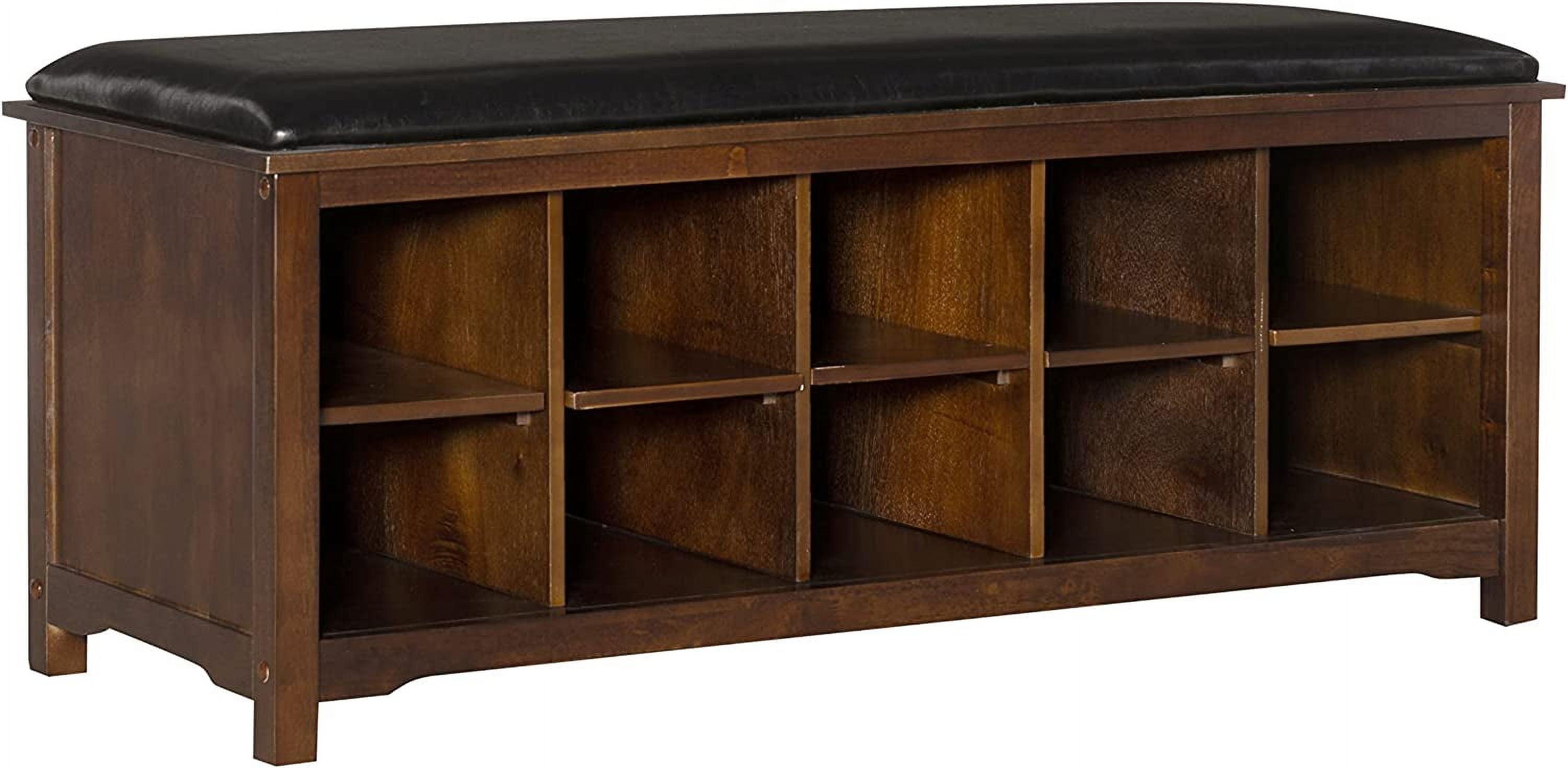 Cape Anne Dark Walnut 48'' Faux Leather Storage Bench