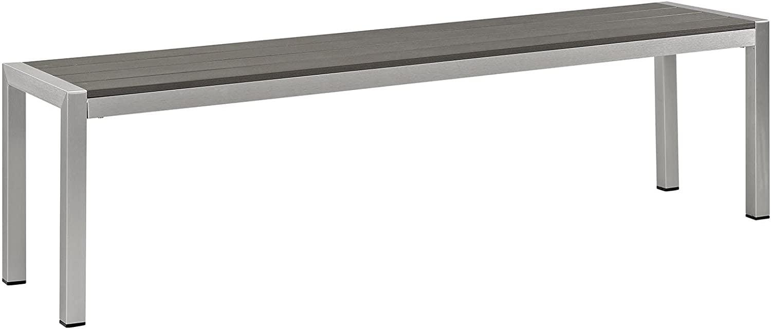 Sleek Minimalist Industrial Silver Gray Aluminum Outdoor Bench