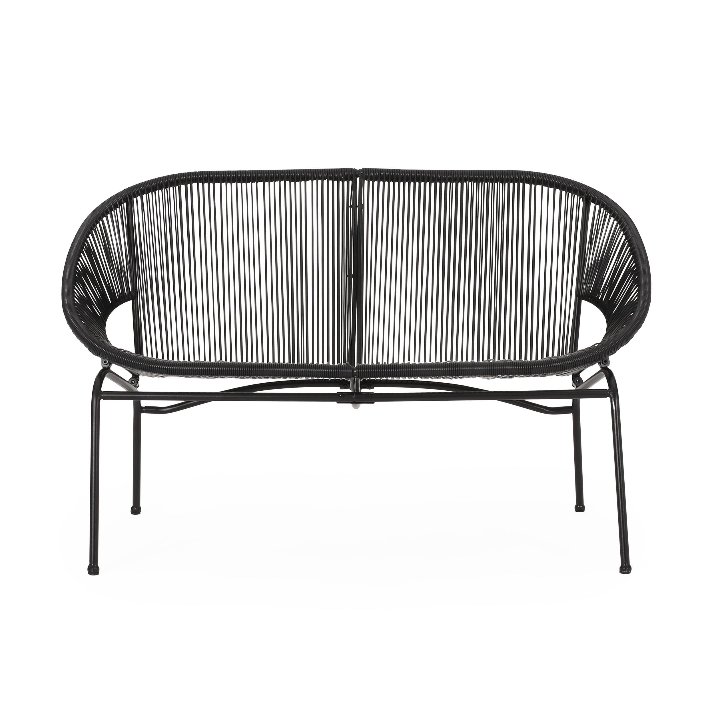 Black Wicker and Metal Loveseat for Modern Interiors