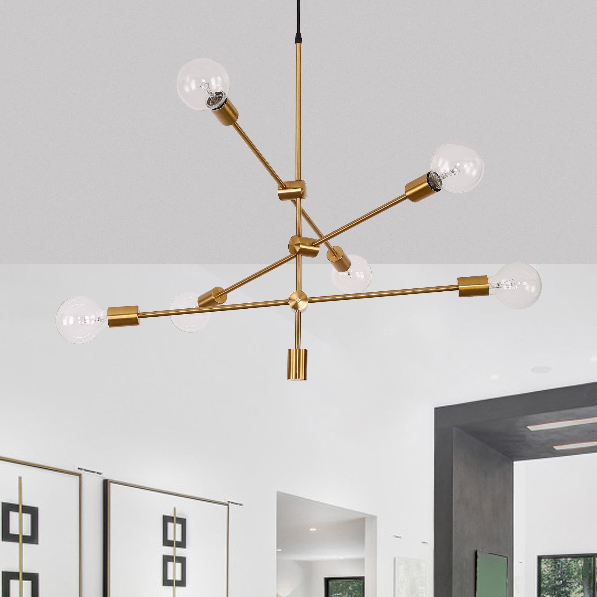 Black Metal 6-Light Adjustable Sputnik Chandelier