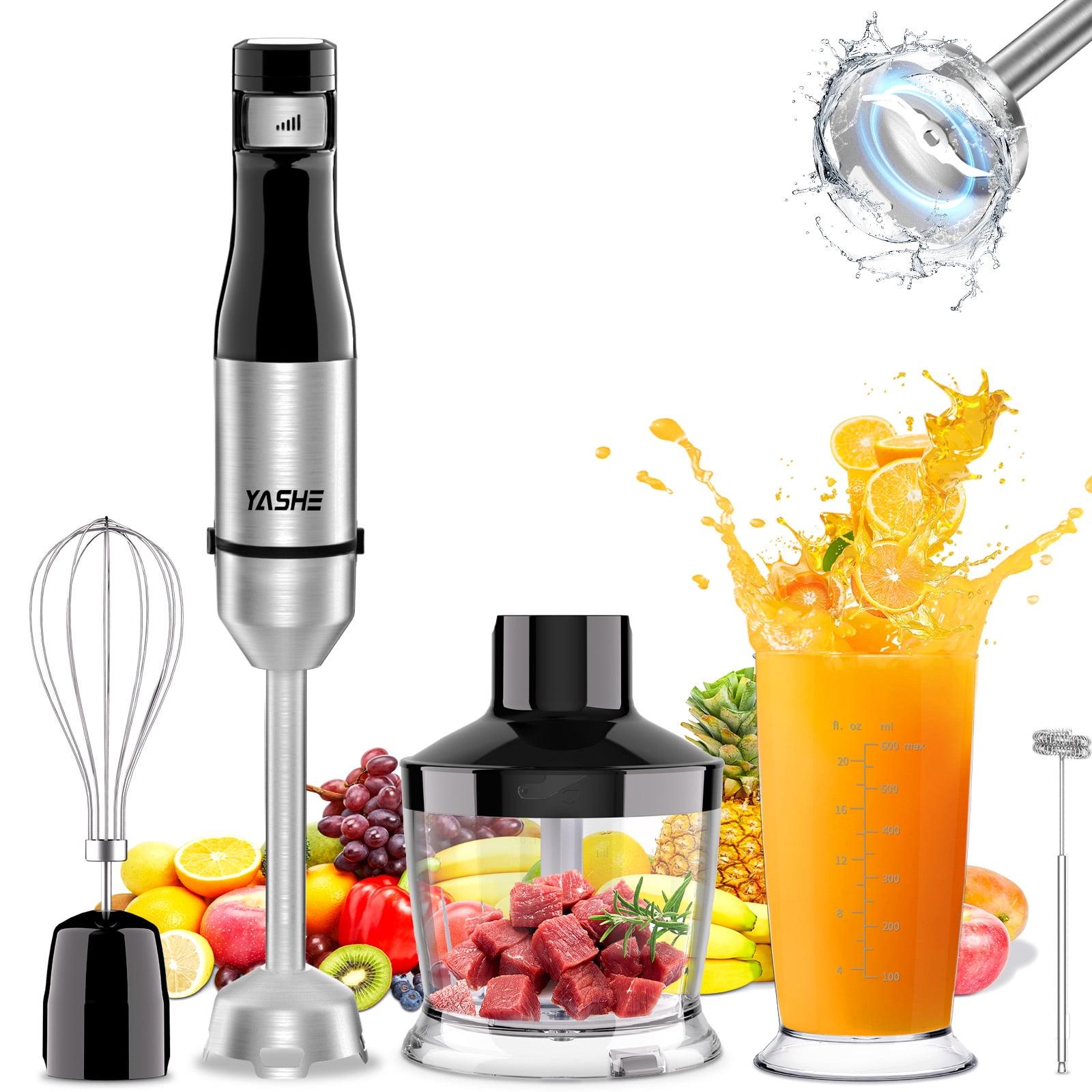 YASHE Immersion Hand Blender,5-in-1 Multi-Function Handheld Stick Blender with Chopper, 600ml Mixing Cup, Continuously Variable Speed Mixer Milk Frother for Baby Food/Smoothies/Puree