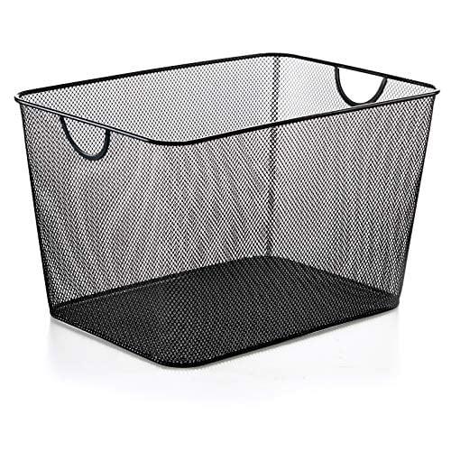 Black Rectangular Metal Mesh Open Storage Basket