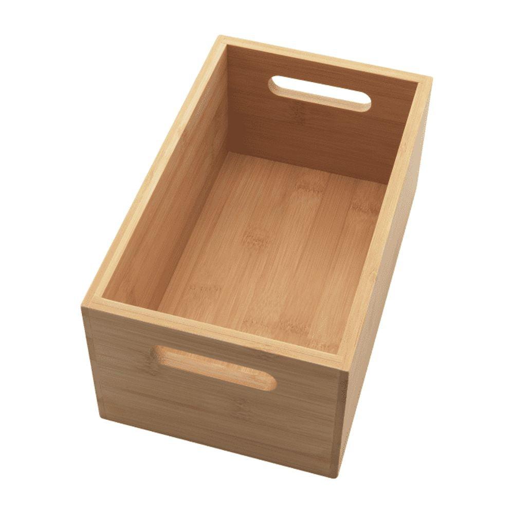 Medium Natural Bamboo Storage Box with Handles