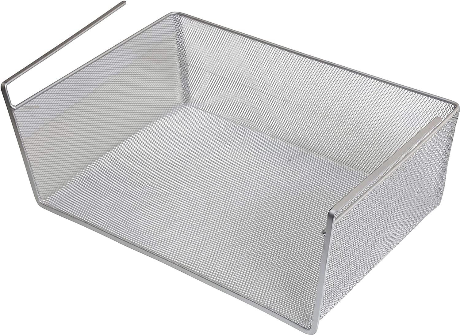 Large Silver Mesh Stainless Steel Under Shelf Basket Organizer