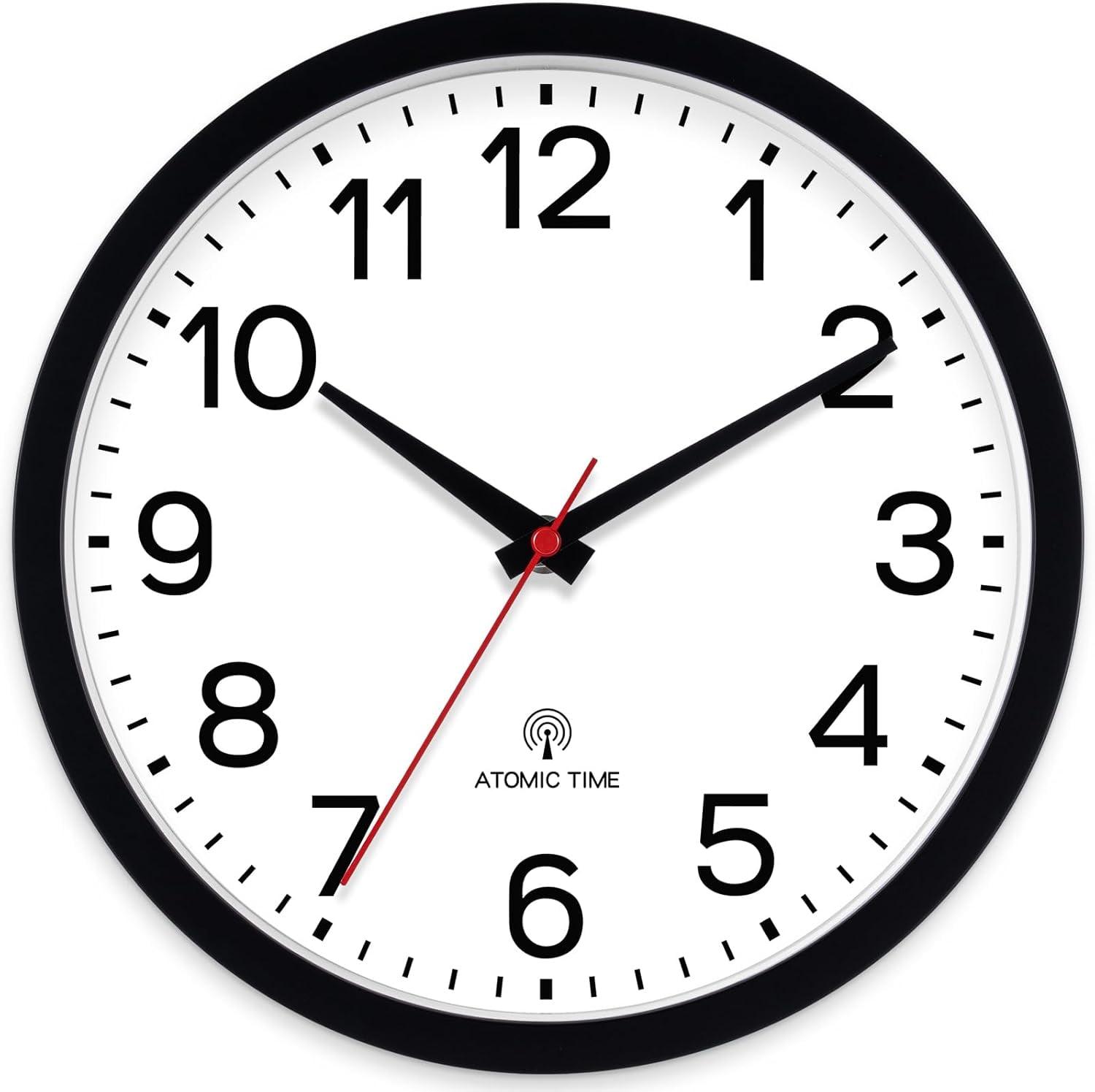 YEHOOM Wall Clock 10 Inch Silent Non-Ticking Modern Clocks Battery Operated - Analog Small Classic for Office, Home, Bathroom, Kitchen, Bedroom, School, Living Room(Black)