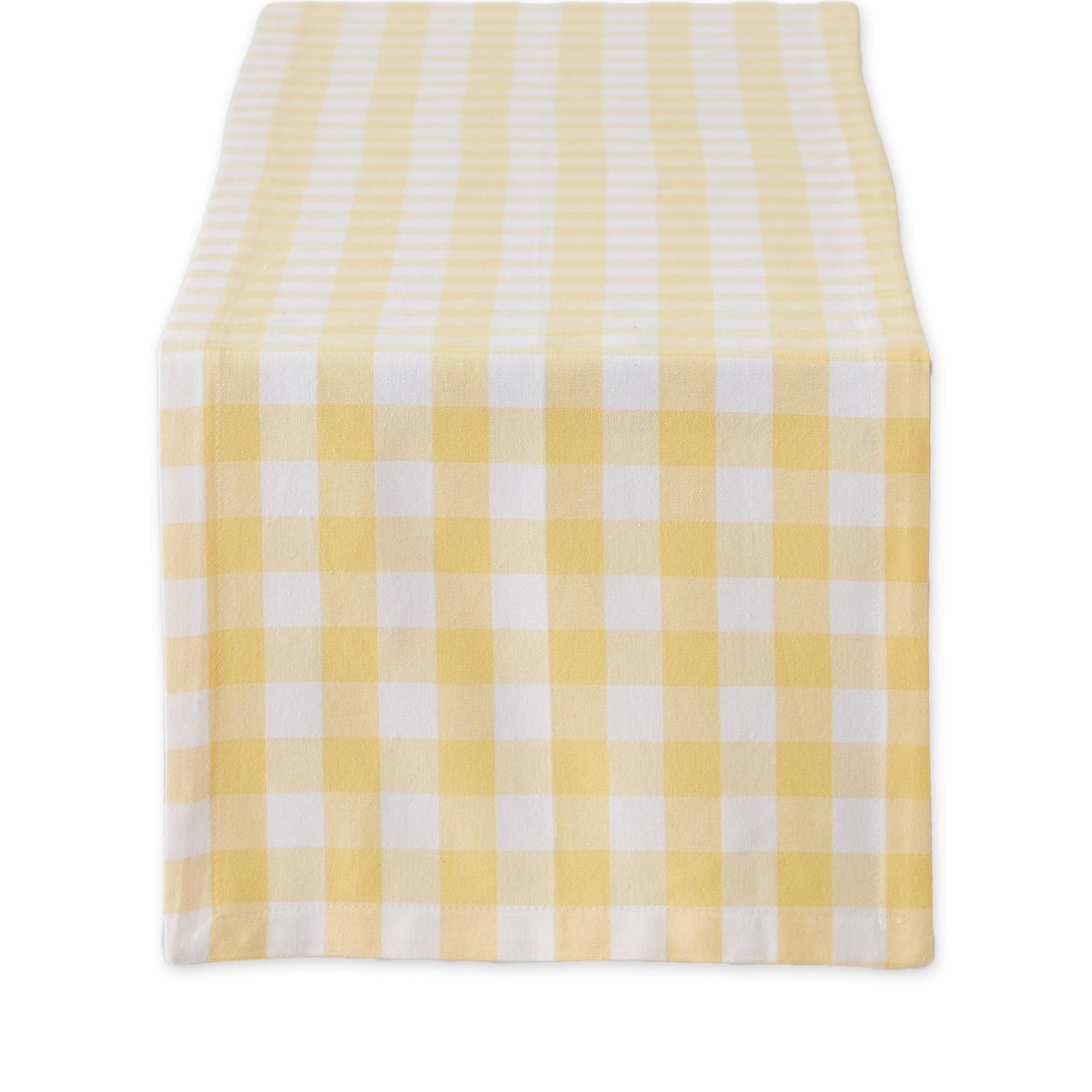 YELLOW/WHITE CHECKERS TABLE RUNNER 14x72