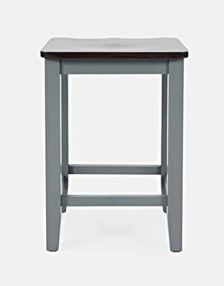 Transitional Gray Saddle Solid Wood Counter Stool, Set of 2