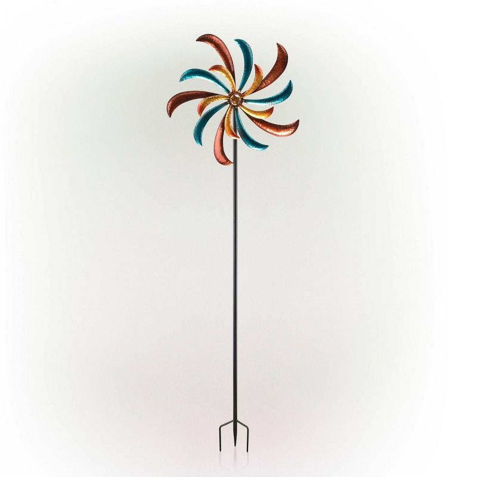 63" Multicolor Metal Windmill Garden Stake Spinner