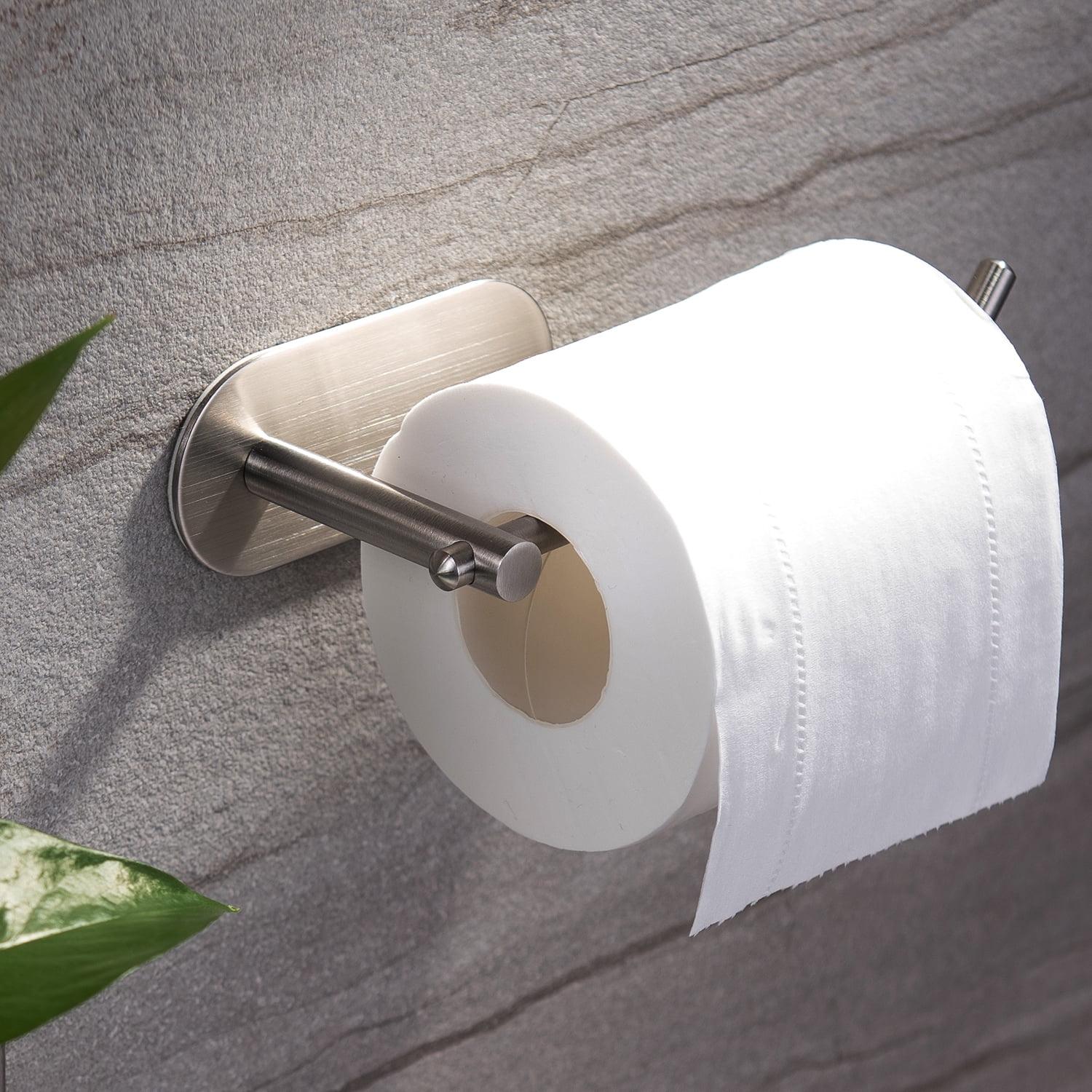 Brushed Stainless Steel Adhesive Toilet Paper Holder