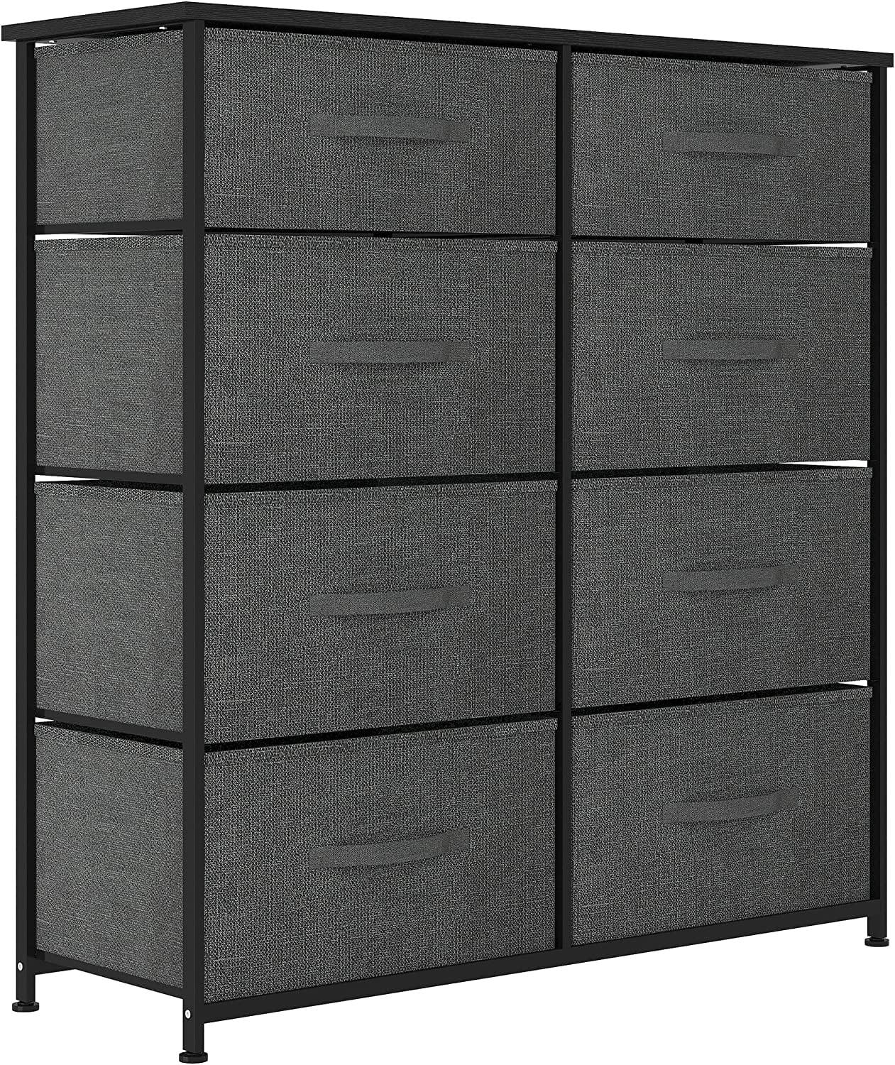 YINTATECH Storage Tower Unit with 8 Drawers - Fabric Dresser with Large Capacity, Organizer Unit for Bedroom, Living Room & Closets - Sturdy Steel Frame, Wooden Top & Easy Pull Fabric Bins (Graphite)