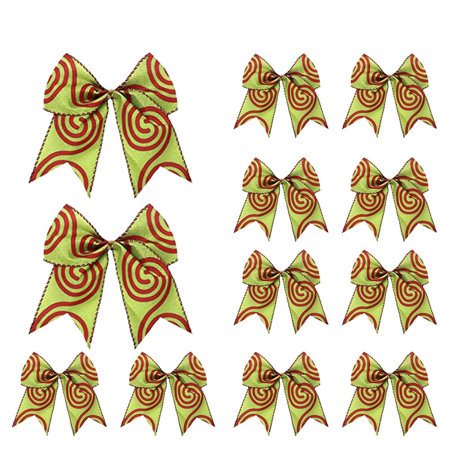 Sandistore Cute Cars 12pcs Christmas Tree Bows Ornaments 6 Inch Large Christmas Wreath Bows Red Green Xmas Tree Bows Christmas Glitter Dot Bows Ribbons Decoration For Garland Diamonds for Crafts