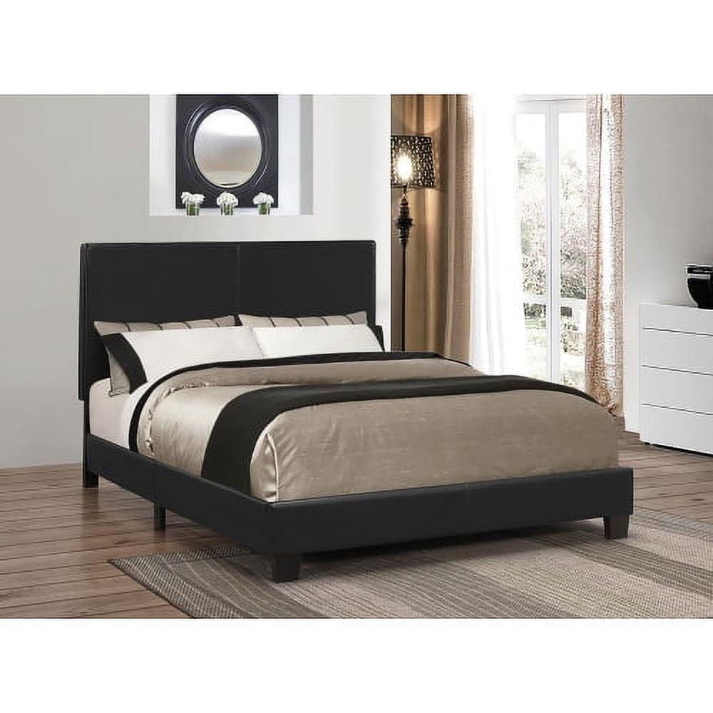 Elegant Full-Size Black Faux Leather Upholstered Platform Bed