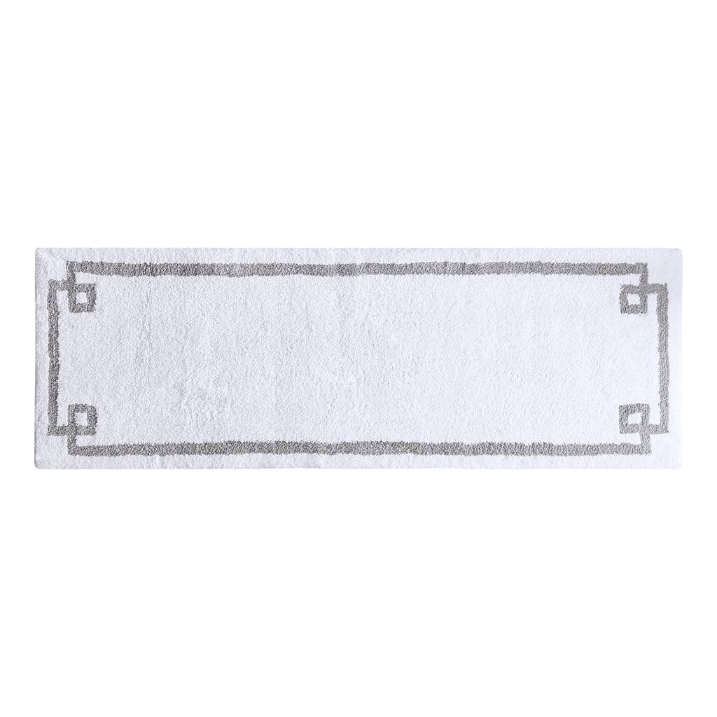 Evan White Cotton Tufted 24"x40" Bath Rug with Grey Border