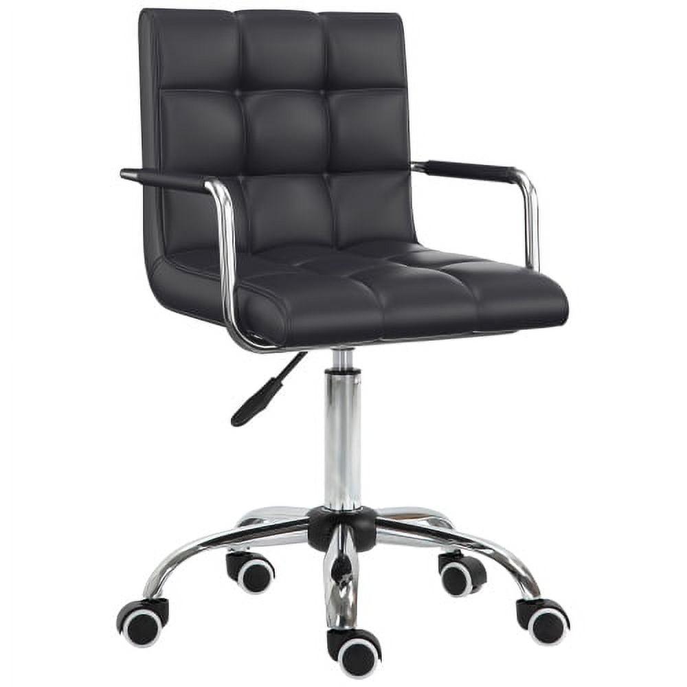 Black Tufted Leather Swivel Executive Office Chair