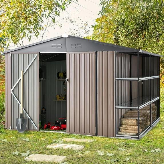 YODOLLA 10 ft. W x 8 ft. D Galvanized Steel Storage Shed