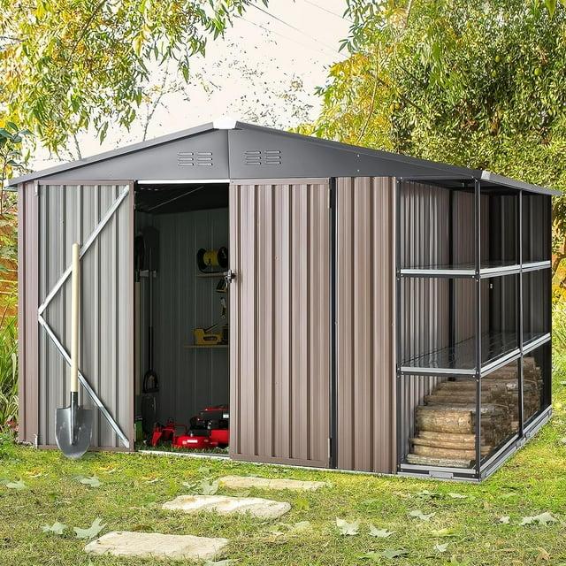 YODOLLA 10 ft. W x 8 ft. D Galvanized Steel Storage Shed