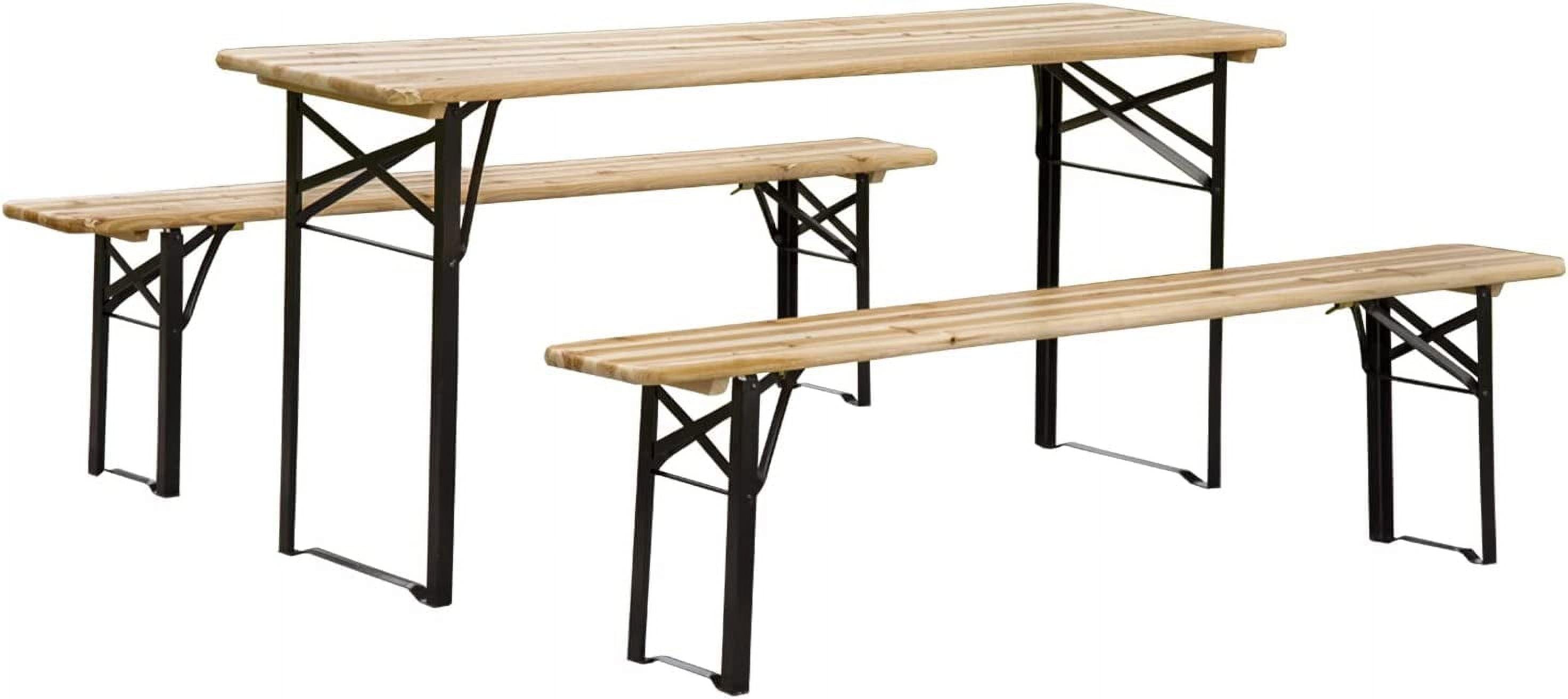 Outsunny 6' Portable Picnic Table and Bench Set, Outdoor Wooden Folding Camping Dining Table Set for Patio Garden Outdoor Activities