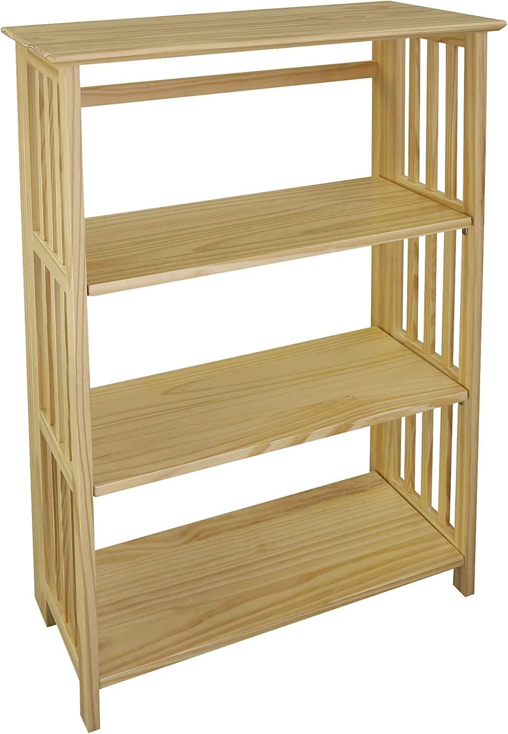 Soho Natural Brown 4-Shelf Solid Wood Folding Bookcase