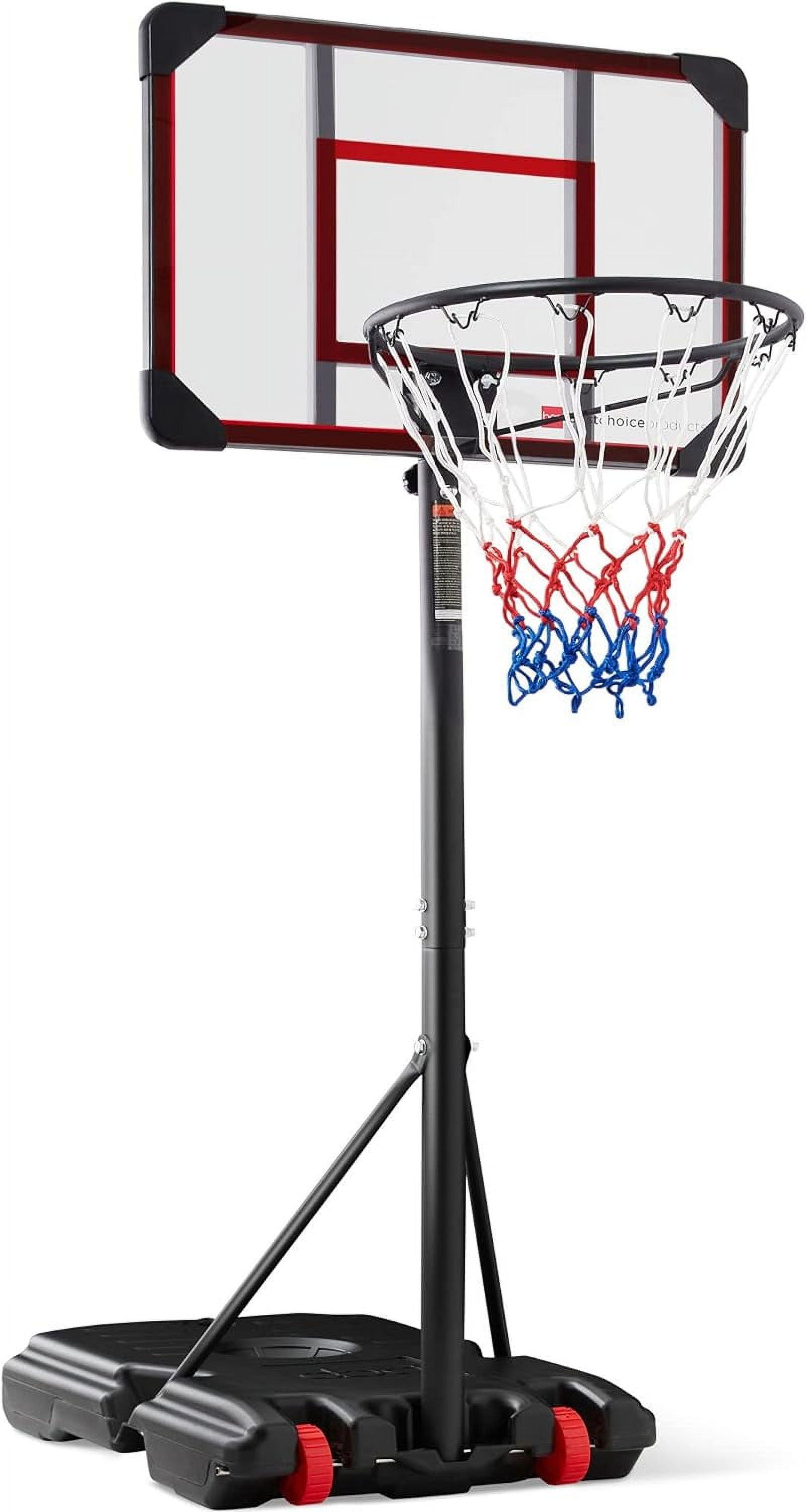 Adjustable Kids Portable Basketball Hoop with Clear Backboard and Wheels