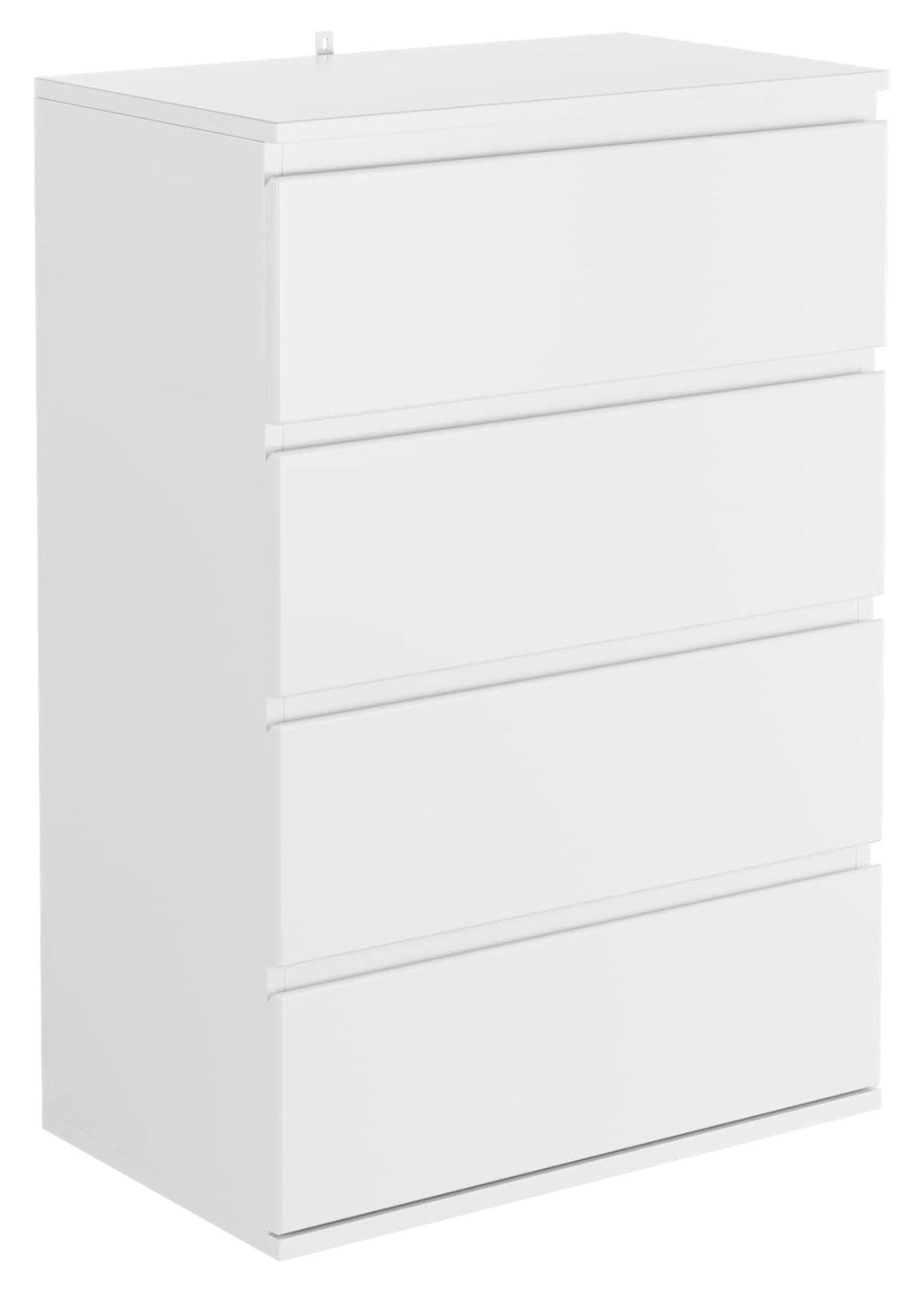 White Modern 4-Drawer Vertical Storage Dresser