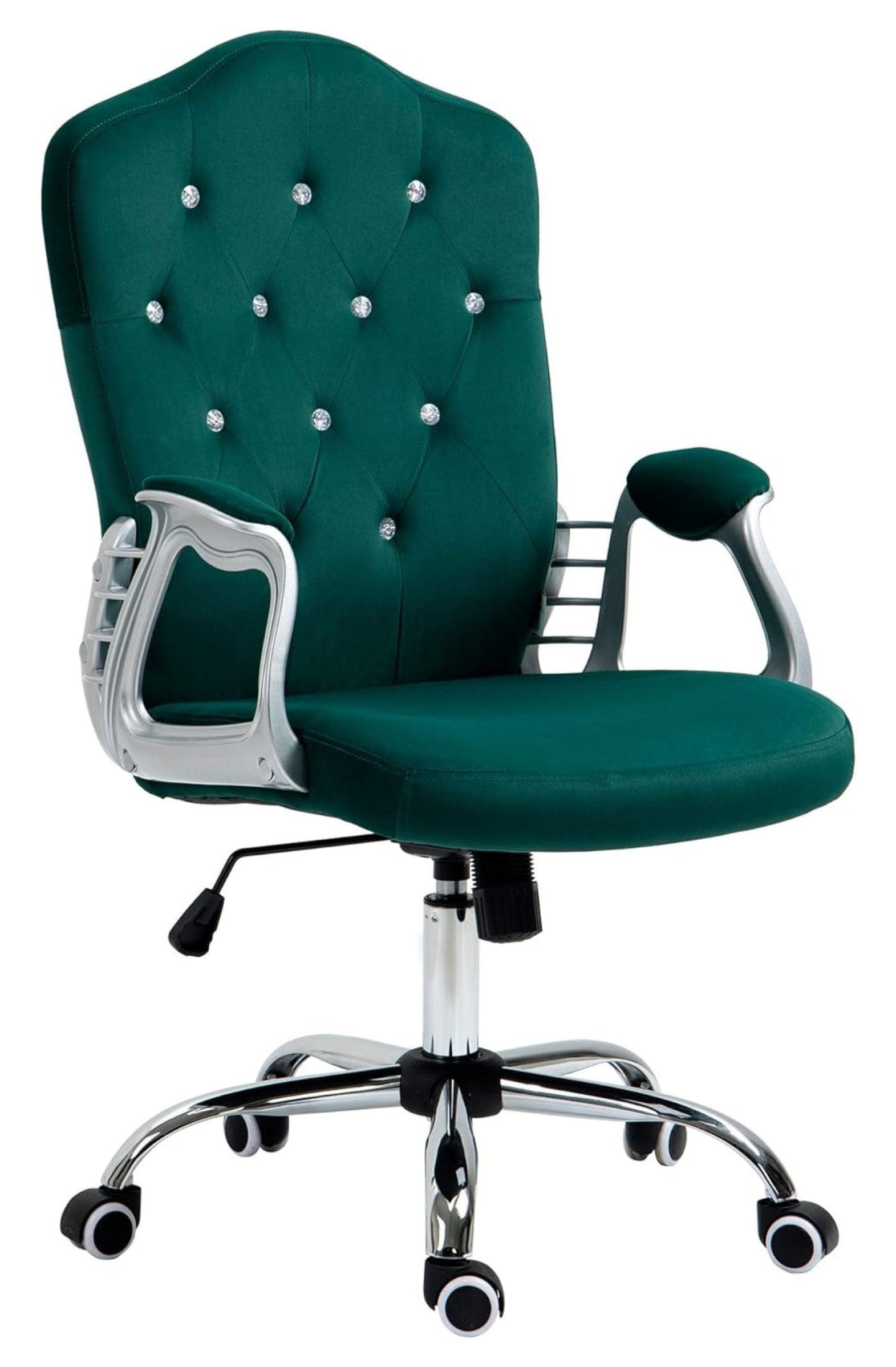 Elegant Dark Green Velvet Task Chair with Swivel and Tilt Function