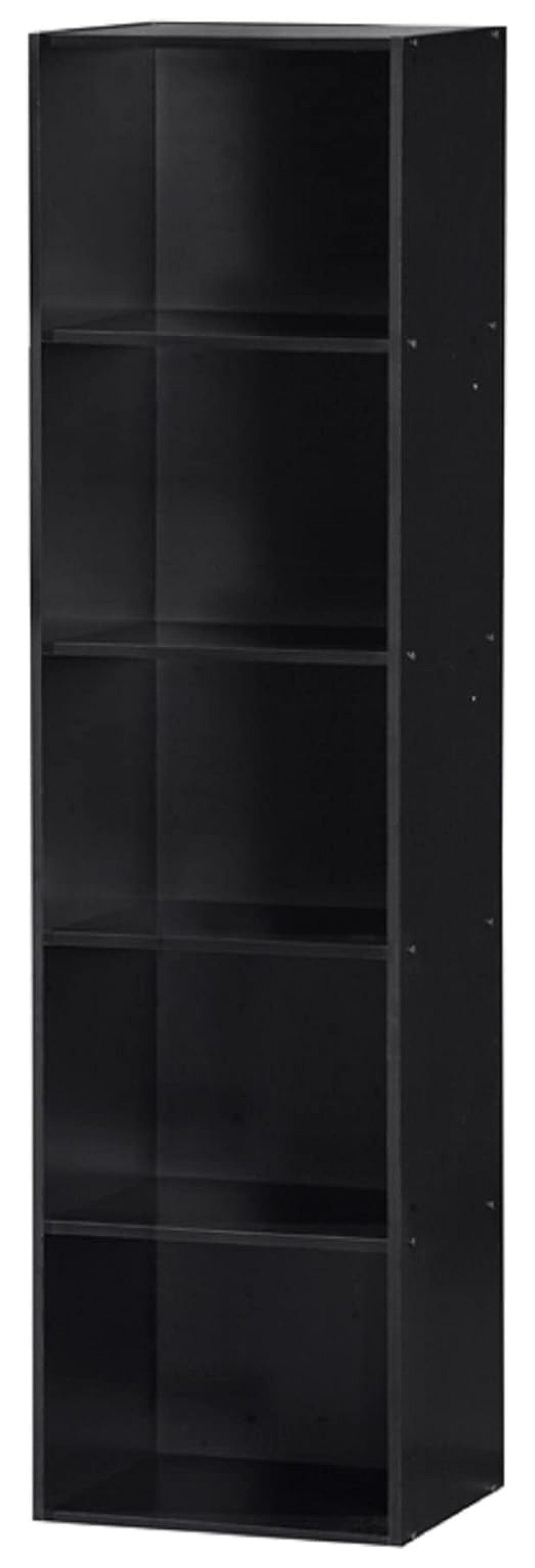 Kids' Playful Cube Organizer Bookcase with Doors - Black Wood