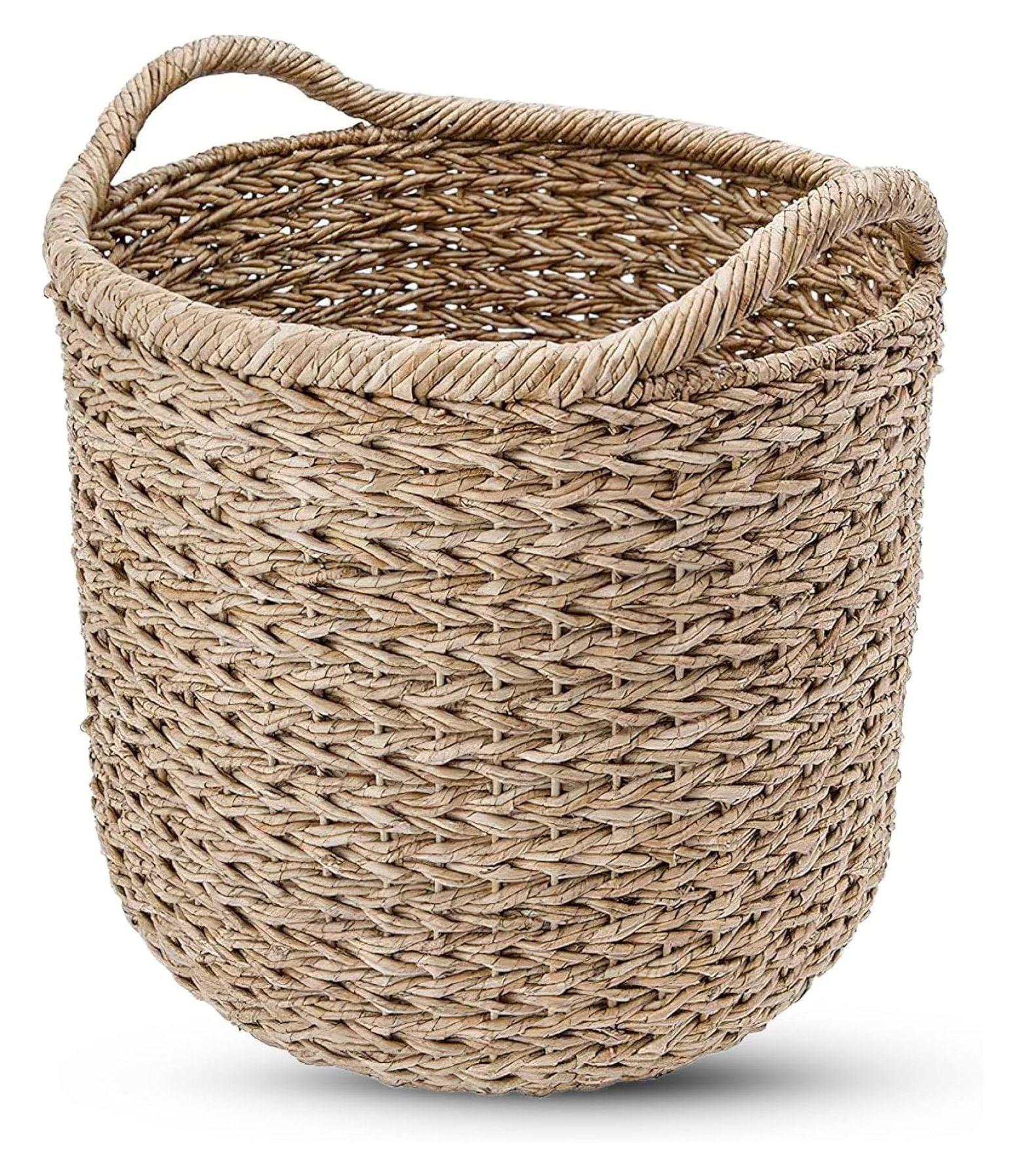 YOSITiuu Large Decorative Seagrass Storage Basket, Handmade, Seagrass Basket, Living Room, Blankets, Toy Bin, Extra Storage, Decorative Storage, Laundry Basket, Linens