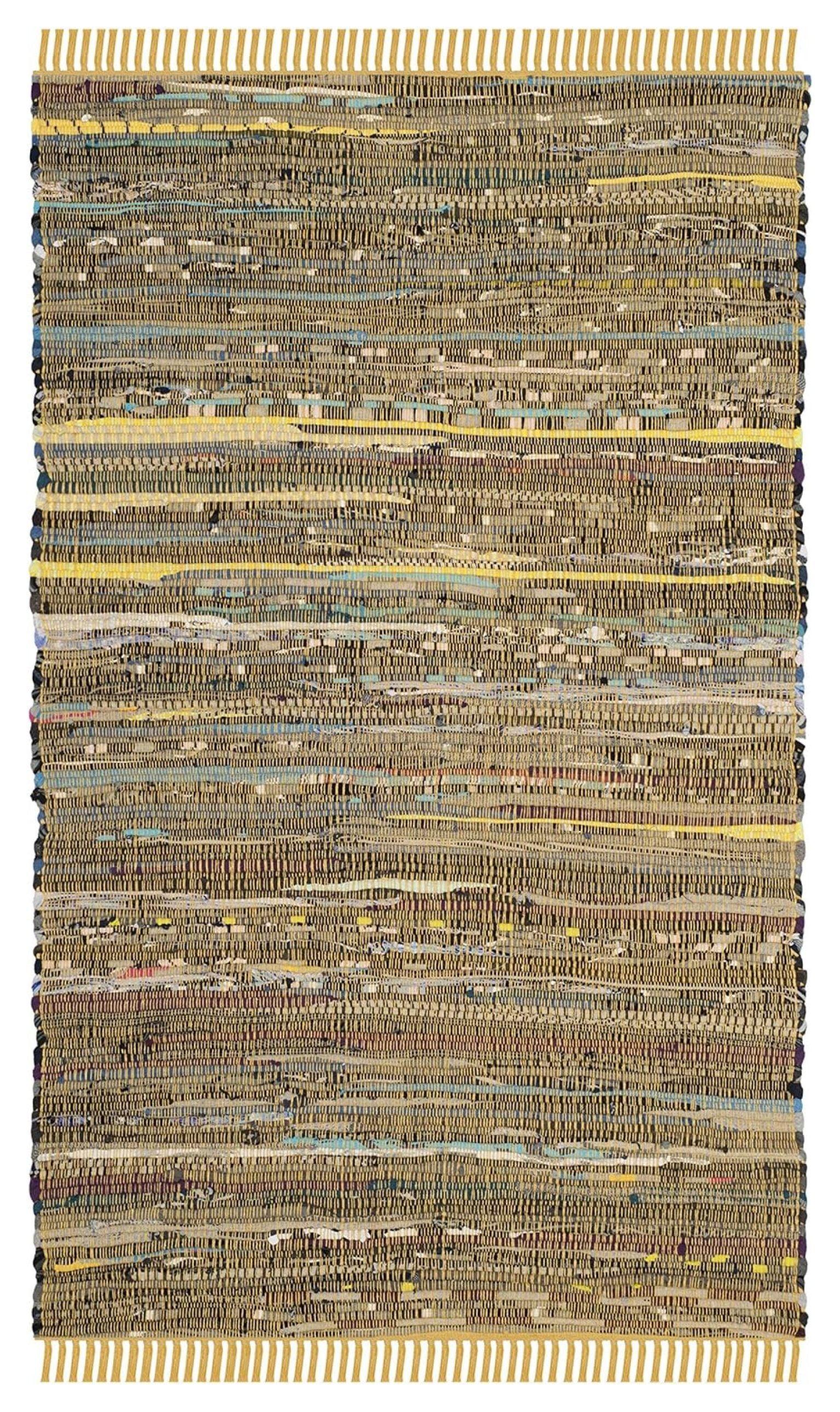 Handwoven Boho Chic Stripe Rug - 2' x 3', Yellow & Multi, Wool-Cotton Blend