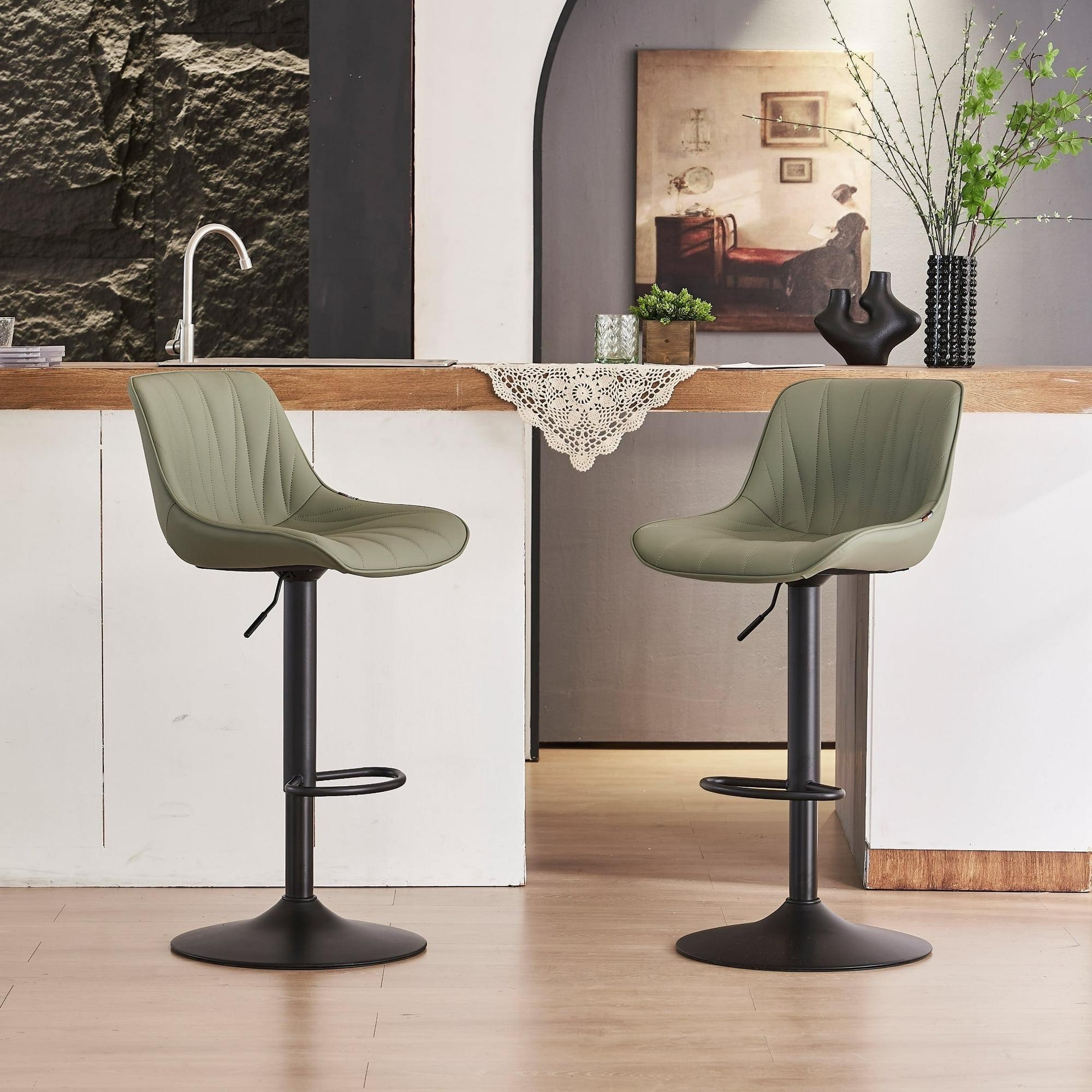 Kidol & Shellder Green Bar Stools Set of 2 Modern Kitchen Island Barstool