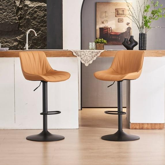 walsunny Swivel Upholstered Adjustable Height Counter Stool with Metal Frame (Set of 2)