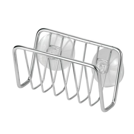 FZM Sponge Holder for Kitchen Sink Stainless Steel Suction Cup Sponge Caddy Silver Storage Rack