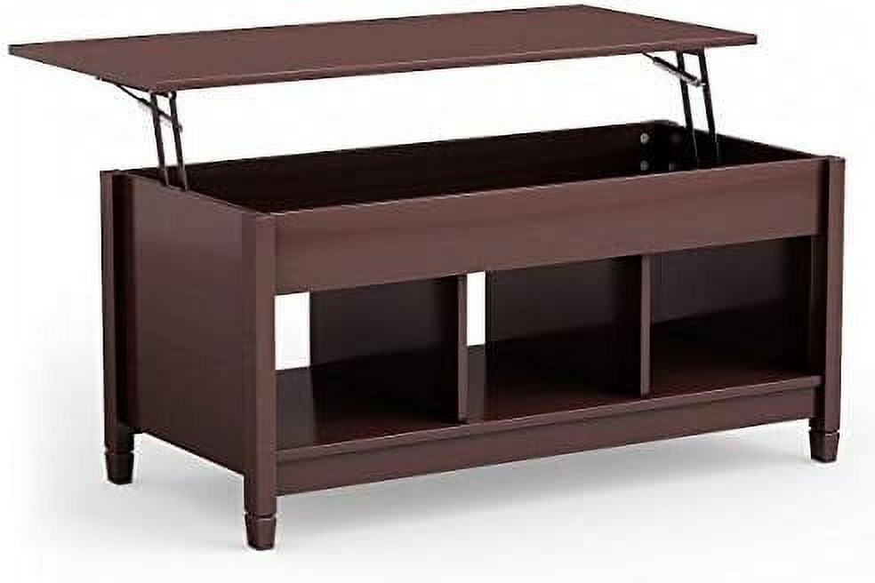 Espresso Square Wood and Metal Lift-Top Coffee Table with Storage