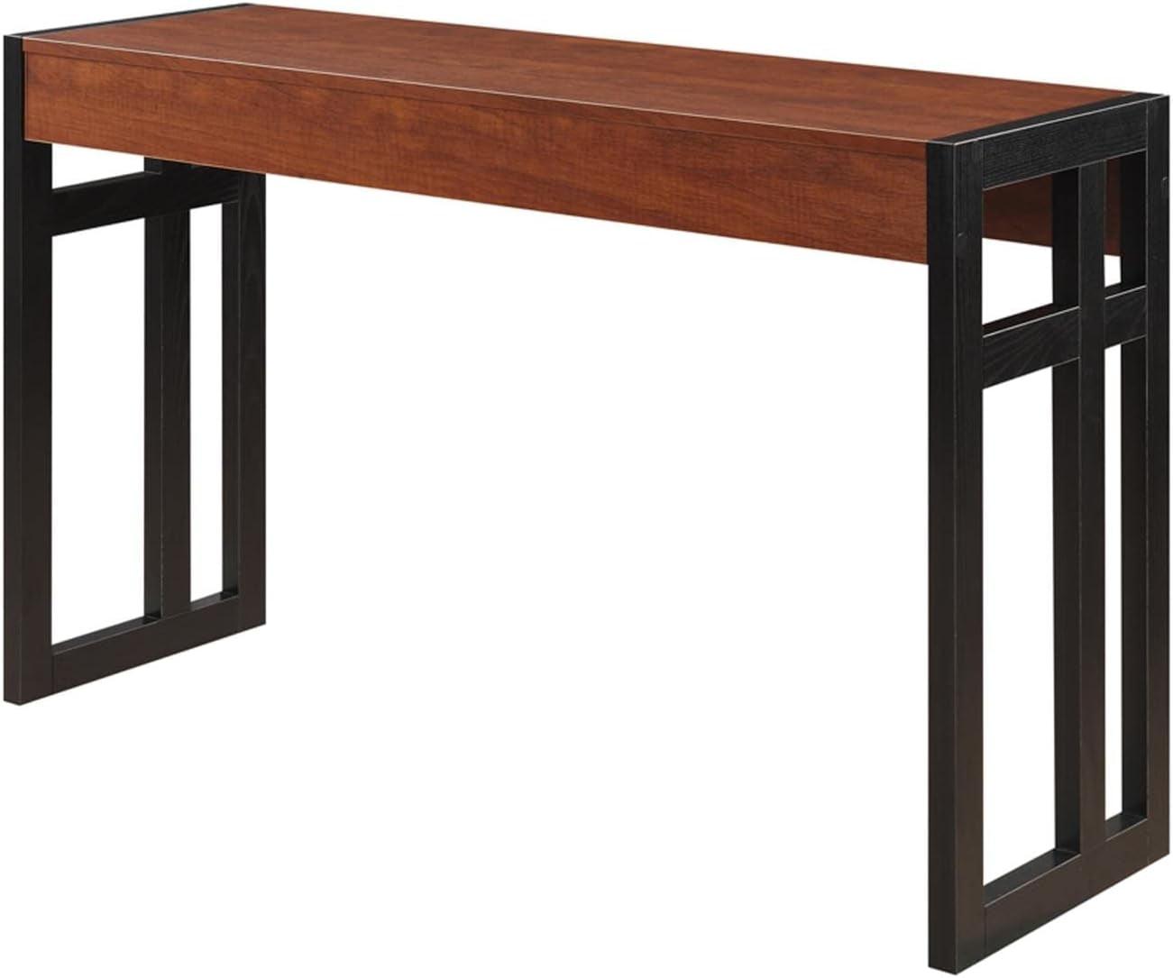 Black and Cherry Wood Console Table with Storage